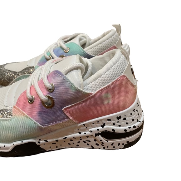 YOKI Fashion Sneakers Glitter Fuchsia Multicolored Tie Dye Polka Dot Size 6 - Picture 6 of 12